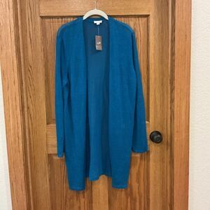 J. Jill Women's Teal Linen Blend Lightweight Cardigan. NWT. Size Large
